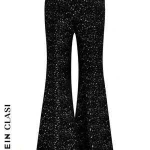Black Glitter Flared Pants